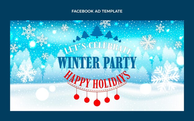 Realistic winter social media promo template