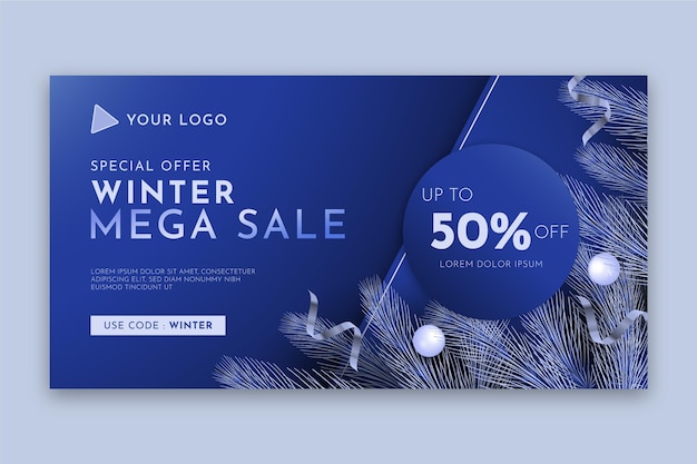 Free Vector realistic winter social media promo template