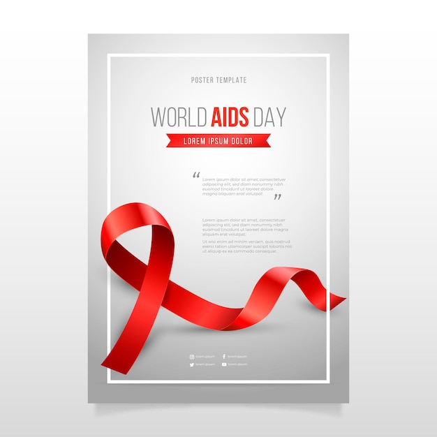 Free vector realistic world aids day vertical poster template