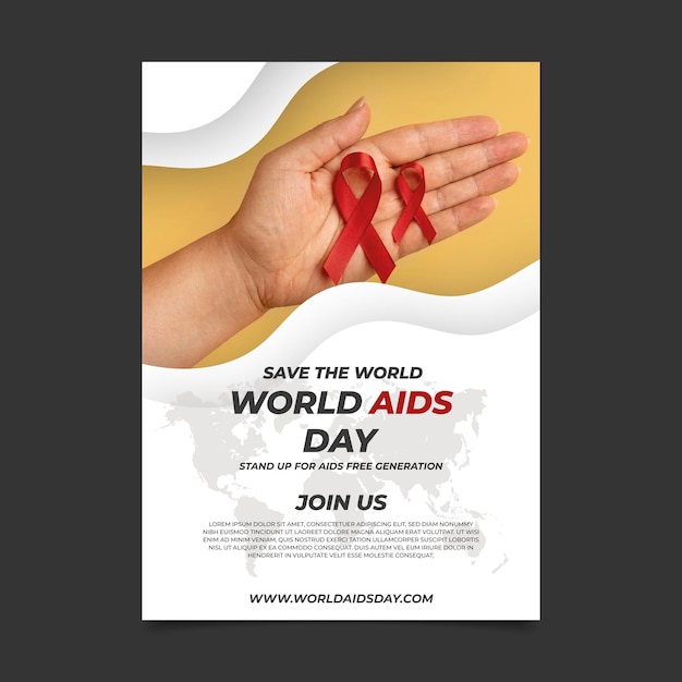 Realistic world aids day vertical poster template