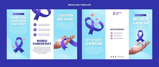 Realistic world cancer day brochure template