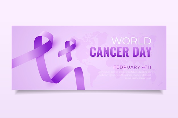 Realistic world cancer day horizontal banner template