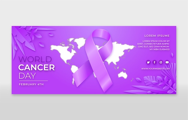 Free Vector realistic world cancer day horizontal banner