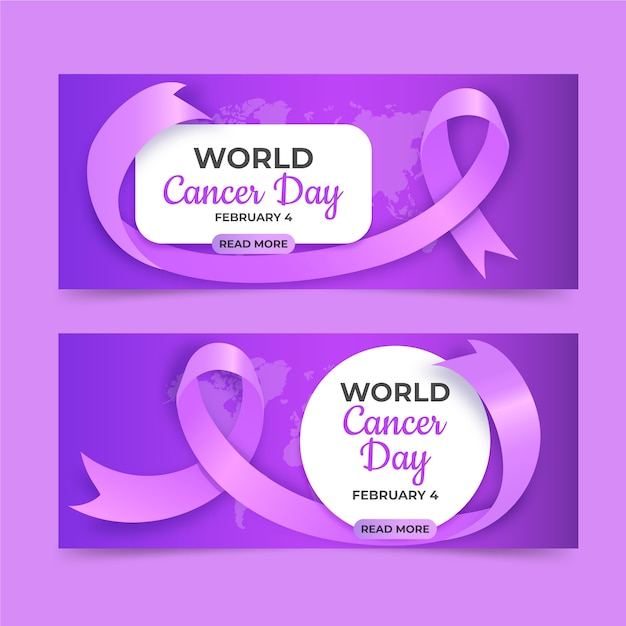 Free vector realistic world cancer day horizontal banners set