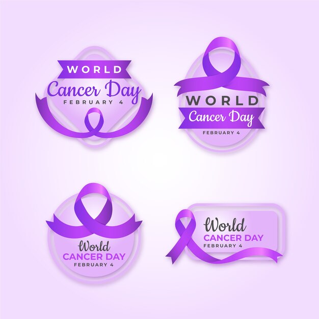 Realistic world cancer day labels collection