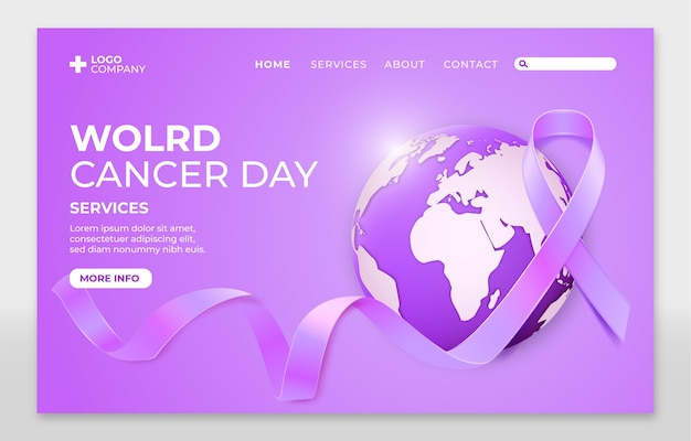 Free Vector realistic world cancer day landing page template