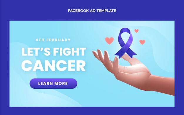 Realistic world cancer day social media promo template