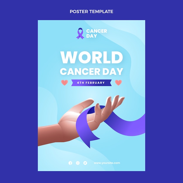 Realistic world cancer day vertical poster template