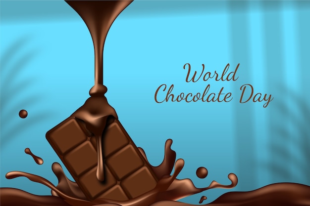 Free Vector realistic world chocolate day background with chocolate