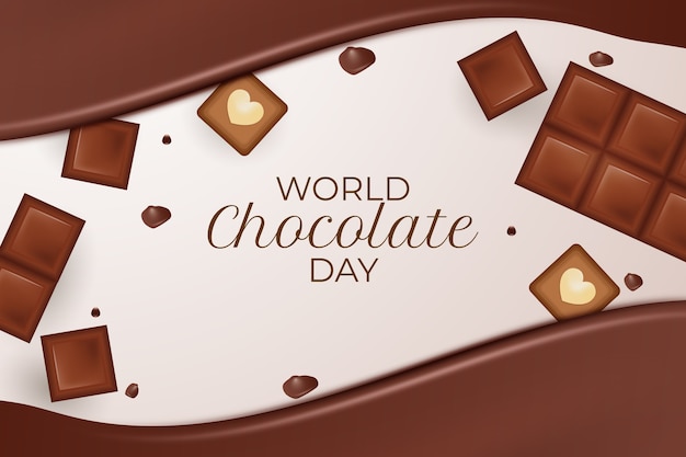 Free Vector realistic world chocolate day background with chocolate