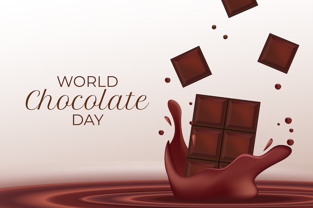 Free vector realistic world chocolate day background with chocolate