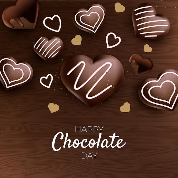 Realistic world chocolate day illustration