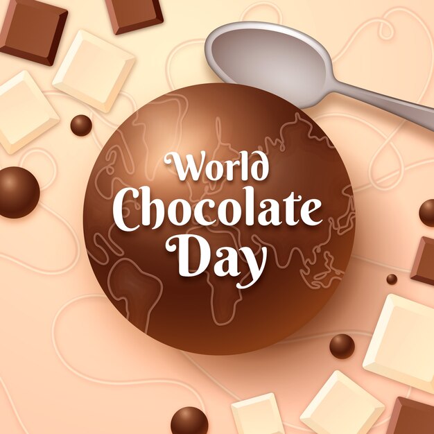 Realistic world chocolate day spoon illustration