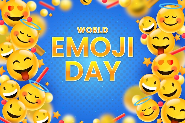 Realistic world emoji day background with emoticons