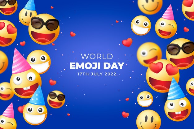 Realistic world emoji day background with emoticons