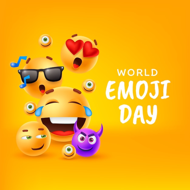 Free Vector realistic world emoji day illustration with emoticons