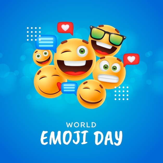 Realistic world emoji day illustration with emoticons