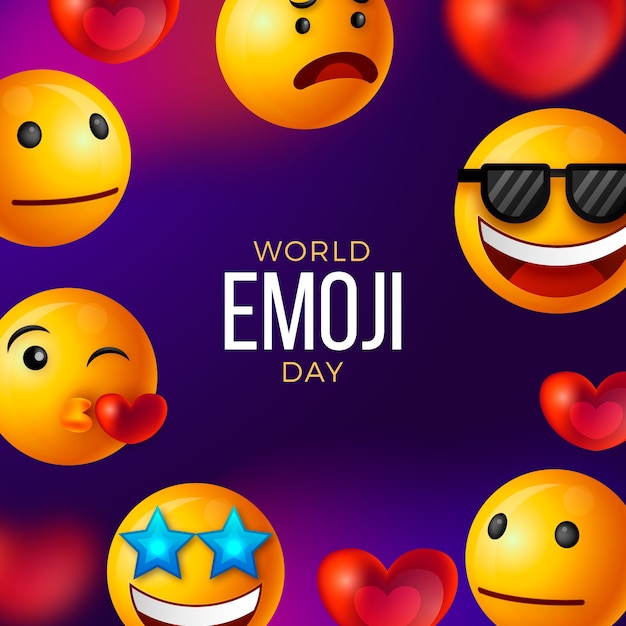 Realistic world emoji day illustration with emoticons