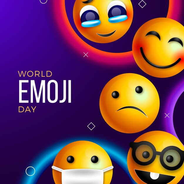 Realistic world emoji day illustration with emoticons