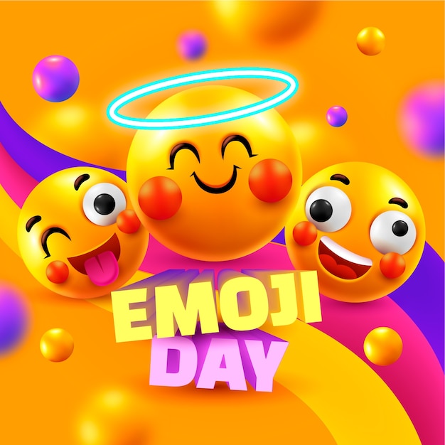 Realistic world emoji day illustration