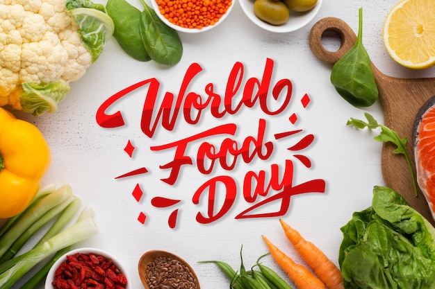 Free vector realistic world food day lettering