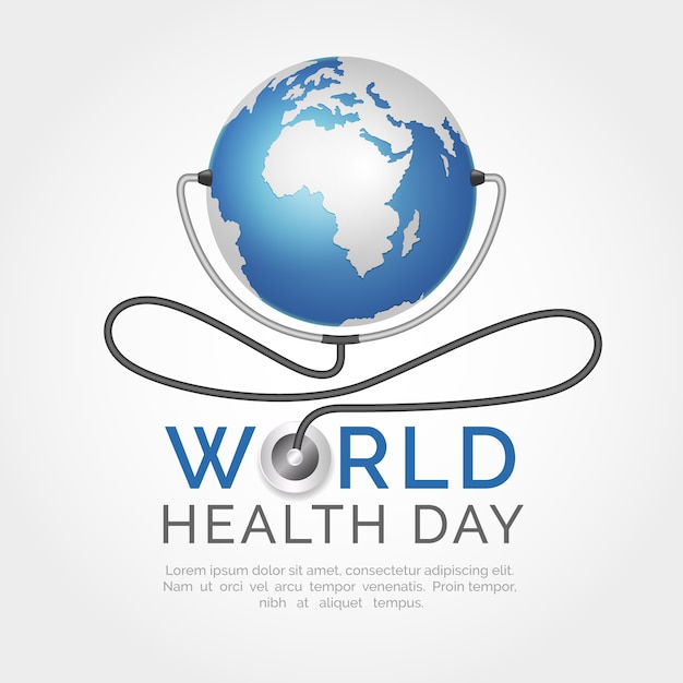 Free Vector realistic world health day with planet earth