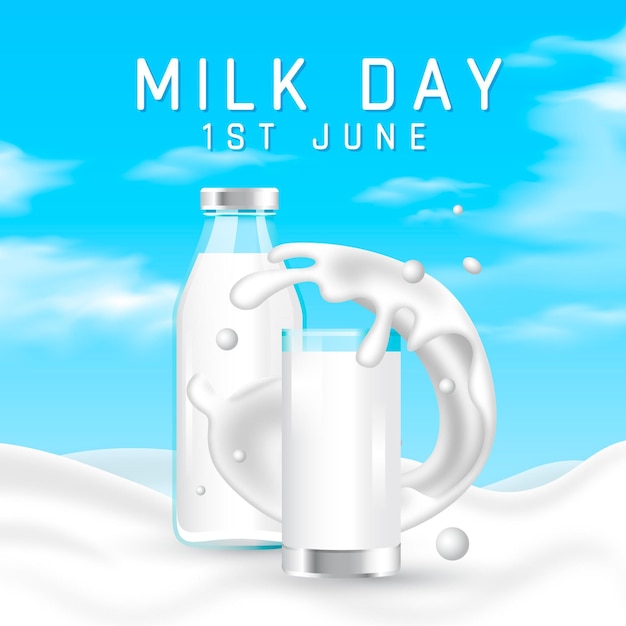 Realistic world milk day illustration