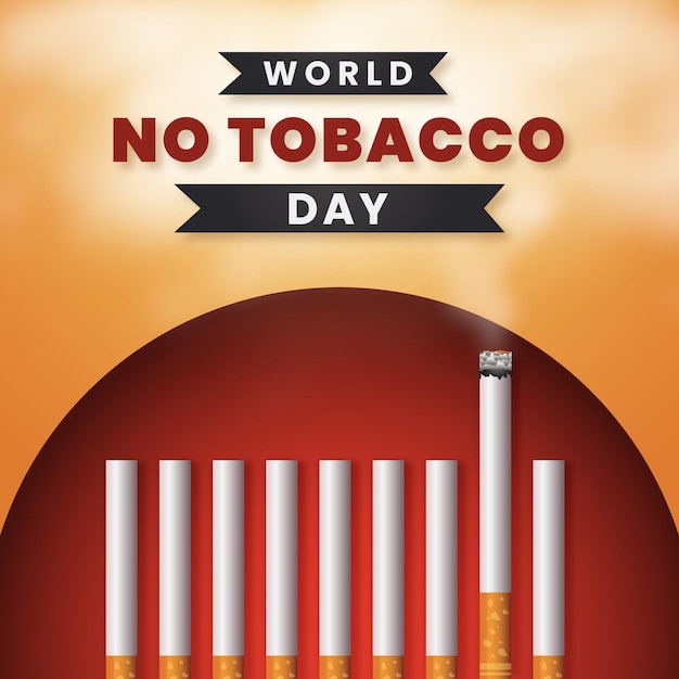 Realistic world no tobacco day illustration