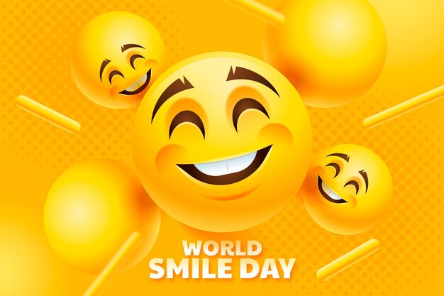 Realistic world smile day background with smiling emojis