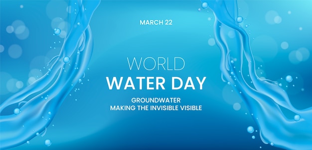 Realistic world water day banner template