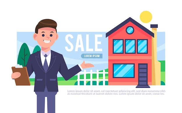 Realtor assistance illustration with man