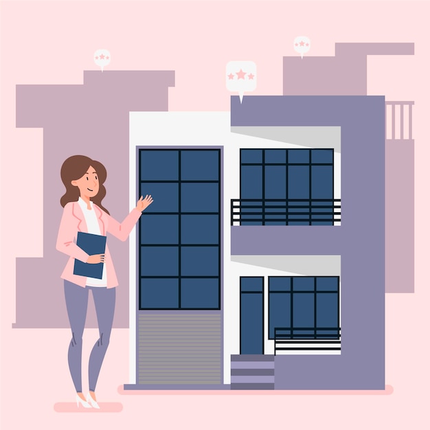 Free Vector realtor assistance illustration with woman