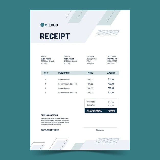 Free Vector receipt book template design