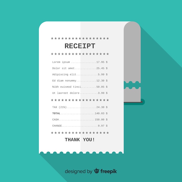 Receipt in flat style