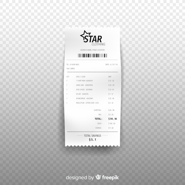 Free vector receipt template collection with realistic design