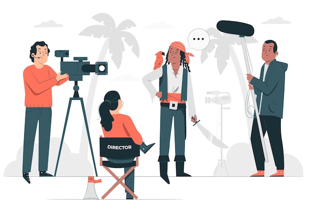 Free Vector recording a movie concept illustration