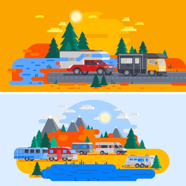 Free Vector recreational vehicles composition