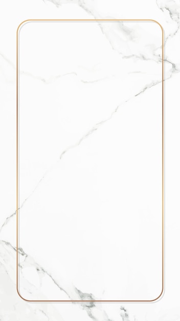 Free Vector rectangle gold frame on white marble mobile phone wallpaper vector