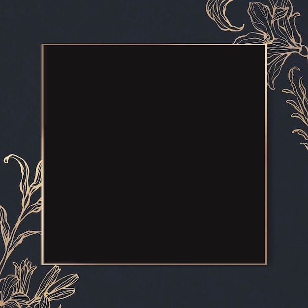 Rectangle gold frame with floral outline