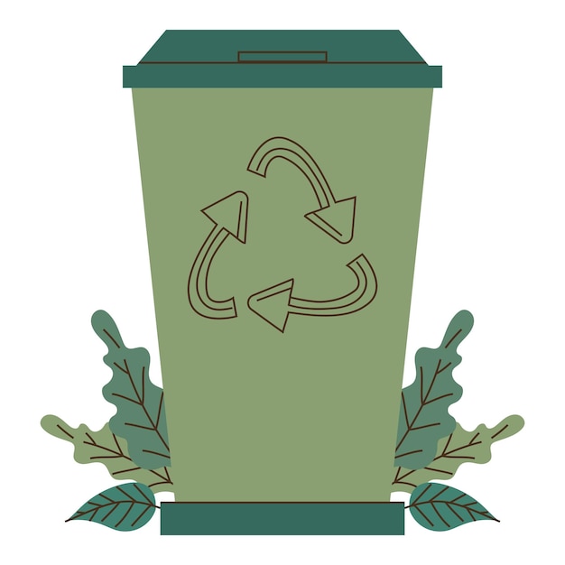 Free Vector recyclable trash can over white