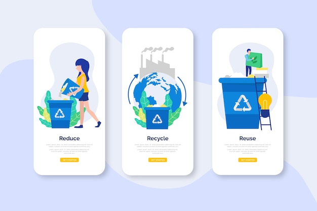 Recycle onboarding app screens