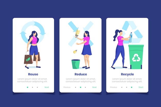 Recycle onboarding app screens