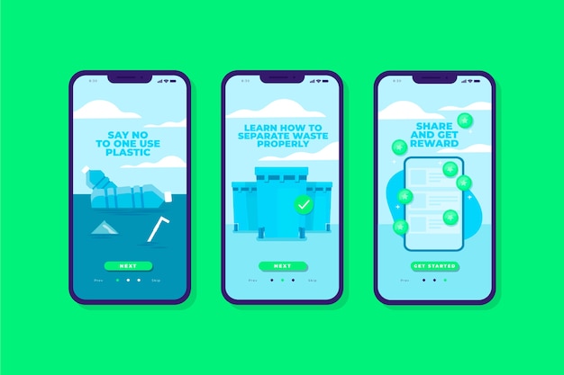 Recycle onboarding app screens