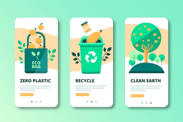 Recycle onboarding app screens