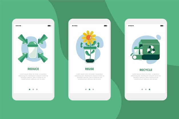 Recycle onboarding app screens