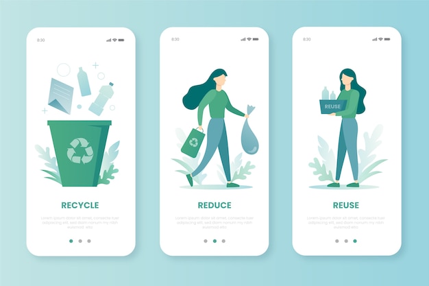 Recycle onboarding app screens