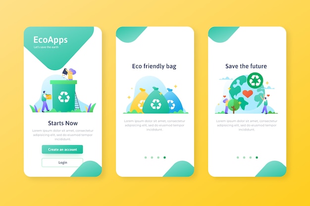 Recycle onboarding app screens