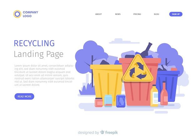 Recycling garbage landing page template