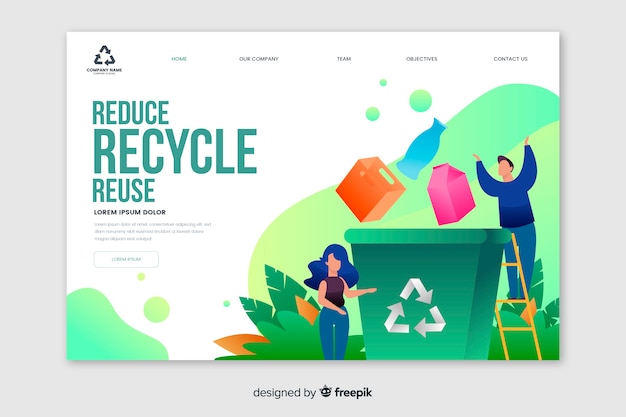 Recycling garbage landing page template