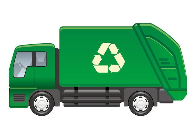 Recycling truck isolated on a white background vector illustration